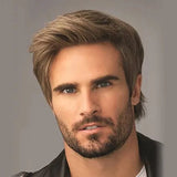 SuQ Men's Short Wig Synthetic Hair Smooth Natural Pixie Cut ToupeeMale Hair Fleeciness Realistic Natural Brown Wigs