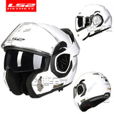 LS2 FF906 Advant Full Face Flip Up Helmets Motorcycle Modular Double Visor Helmet built-in Lens ECE Capacete Casque Casco Moto