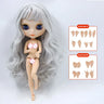 ICY DBS Blyth doll 1/6 BJD Customized nude joint body with white skin, glossy face,blue background is matte face girl gift, toy