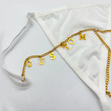 Colorfast Summer Name Waist chain Women Stainless Steel for Women Body Chain Custom Cuban Chain Letters Thong Beach Pants Womens