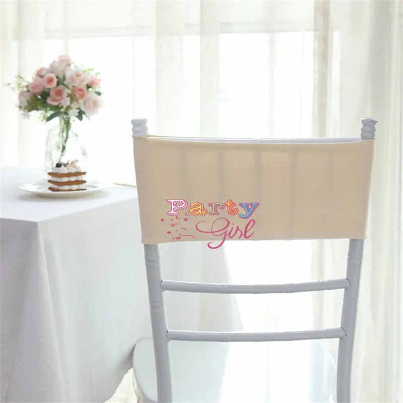 Blush Double Layer Lycra Chair Band Spandex Chair Sash Bow Fit Chair Cover Wedding Event Party Christmas Decoration