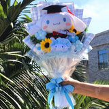 Cartoon My Melody Kuromi Cinnamoroll With graduation hats Handmade Sanrio Bouquet Valentine's Day Christmas Graduation Gifts