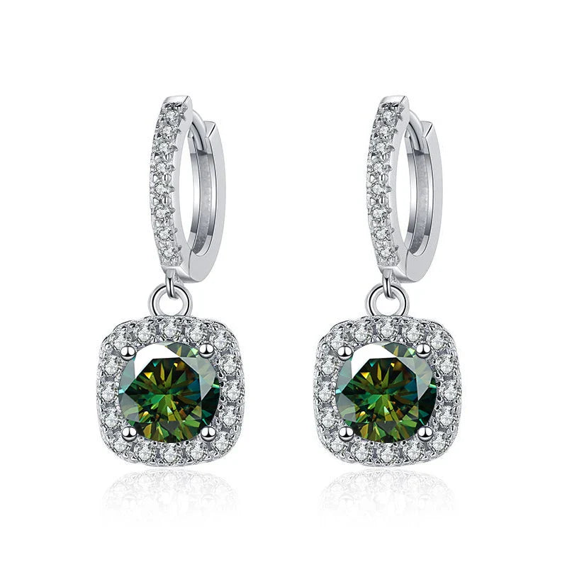 JoyceJelly Luxury Solid Silver 925 Jewelry 1ct D Color Moissanite Earrings For Women Green Blue Lab Created Diamond Ear-drops