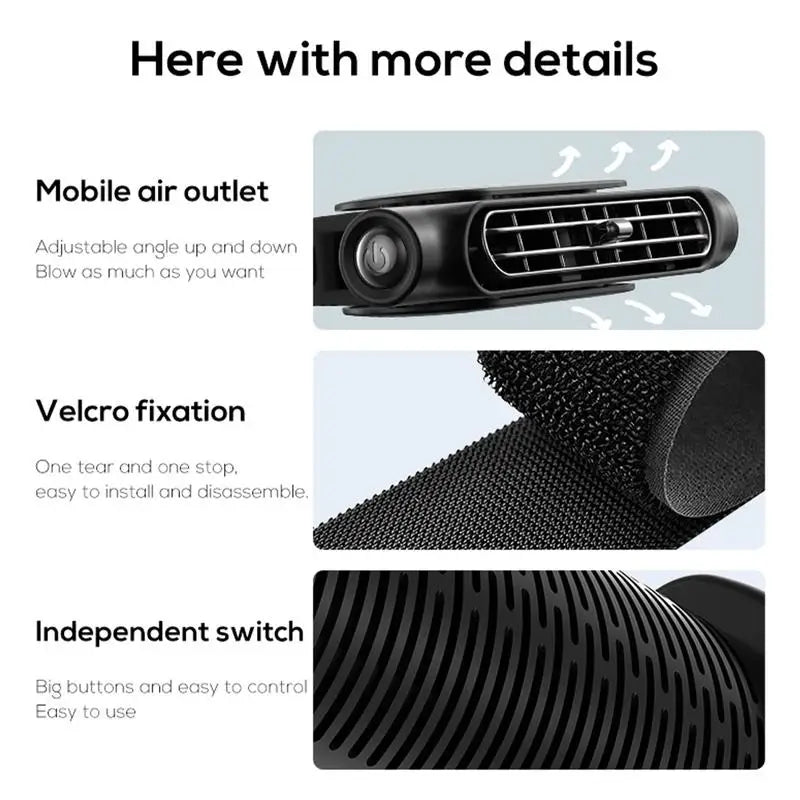 Backseat Cooling Fan Electric Auto Backseat Car Fan Three Adjustable Wind Speeds Cooling Tool for Mini Cars RVs Sedans