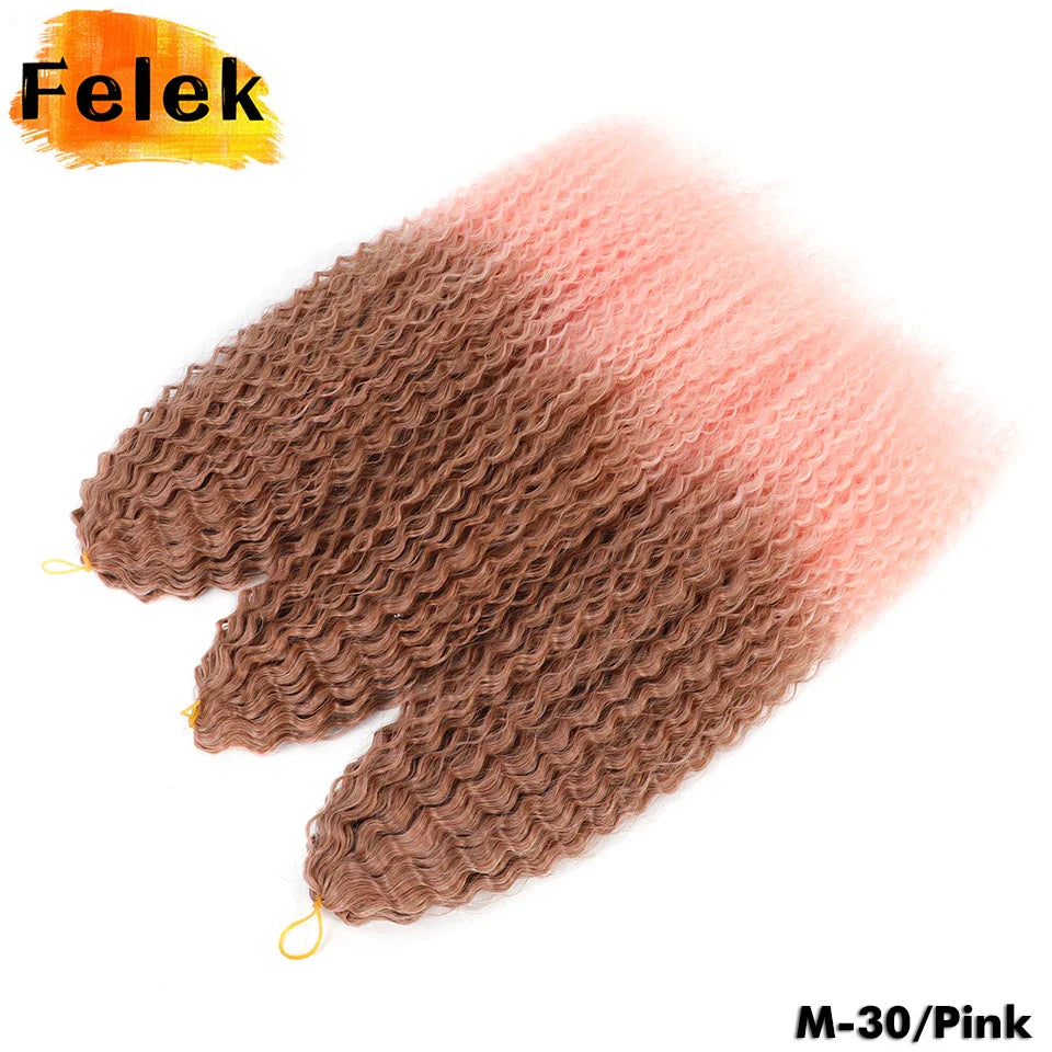 20-30 Inch Afro Curl Kinky Curly Crochet Braiding Hair Extensions Brazilian Braids Synthetic Ombre Pink Ginger Hair For Women