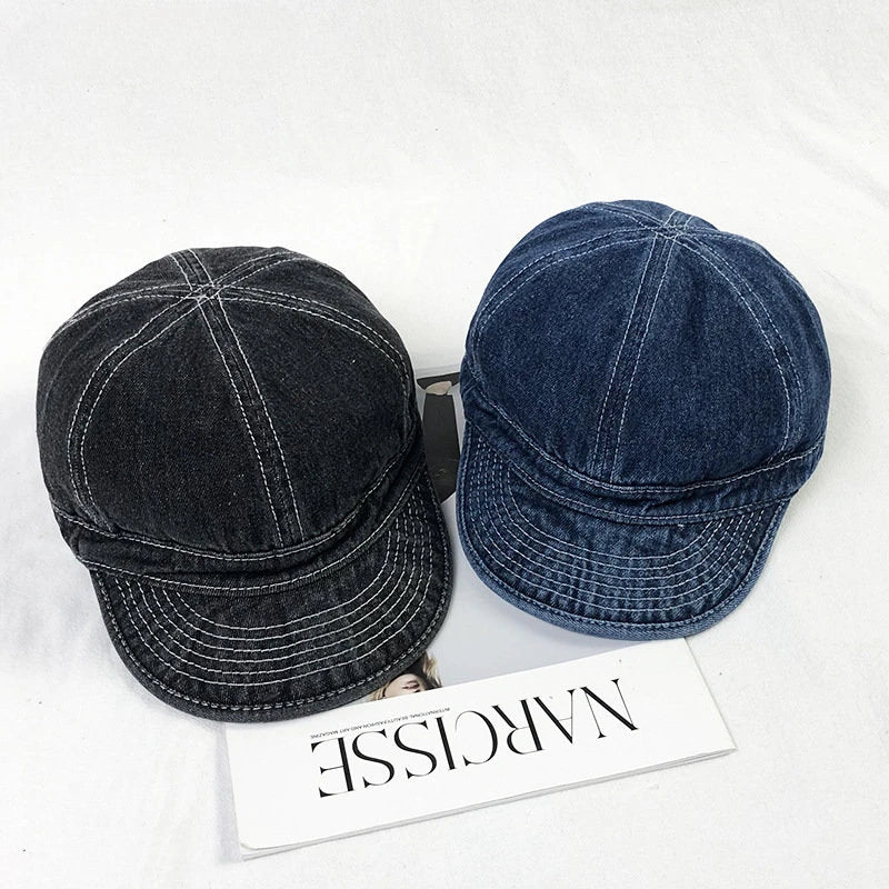 Short Brim Denim Baseball Caps for Men Summer Outdoor Leisure Visor Hats for Women Washed Cotton Hip Hop Casual Cap Unisex