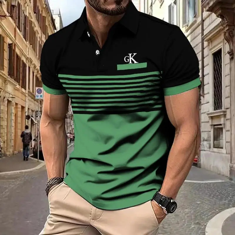 Striped Polo Shirt Men Polo Shirt Short Sleeve Top Casual Business Polo Shirt Men's Summer Clothing Quick Dry Fashion Polo Shirt