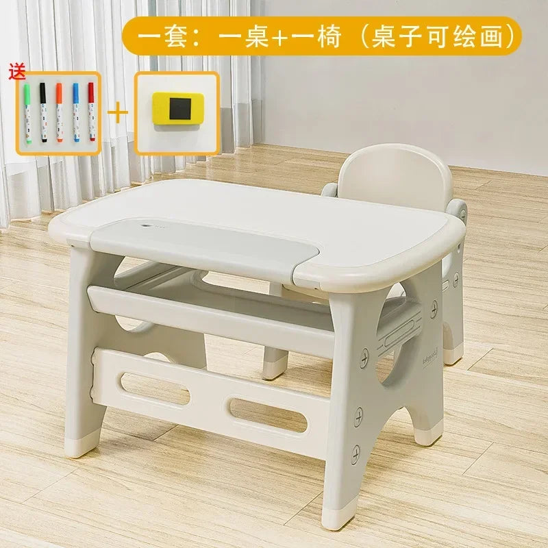 Children Furniture Study Table for Kids Plastic Home Kindergarten Game Learning Table Kid's Desk and Chair Set Baby Toy Desk