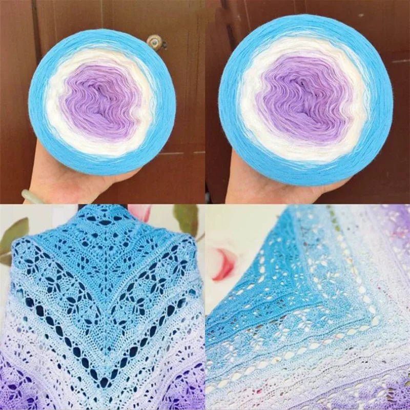 300g Cake Gradient Color Crocheted Shawl Blanket DIY Hand Knitted Cotton Blended Yarn