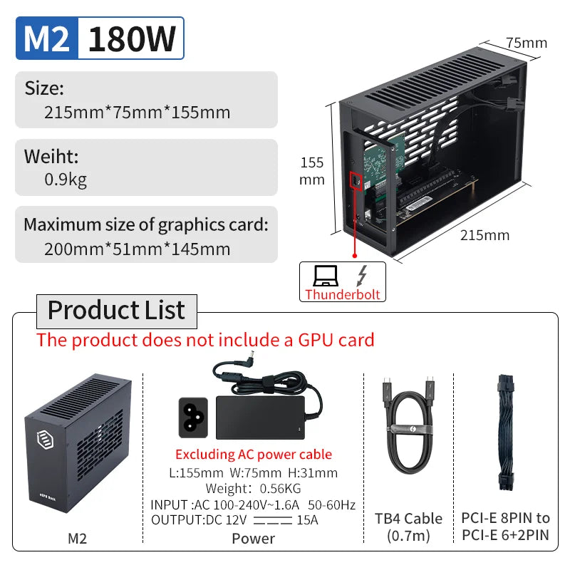 thunderbolt 3 to PCIE 3.0 x 16 PCI-E Expansion box Mini graphics dock stand by Audio card Video card Networking card