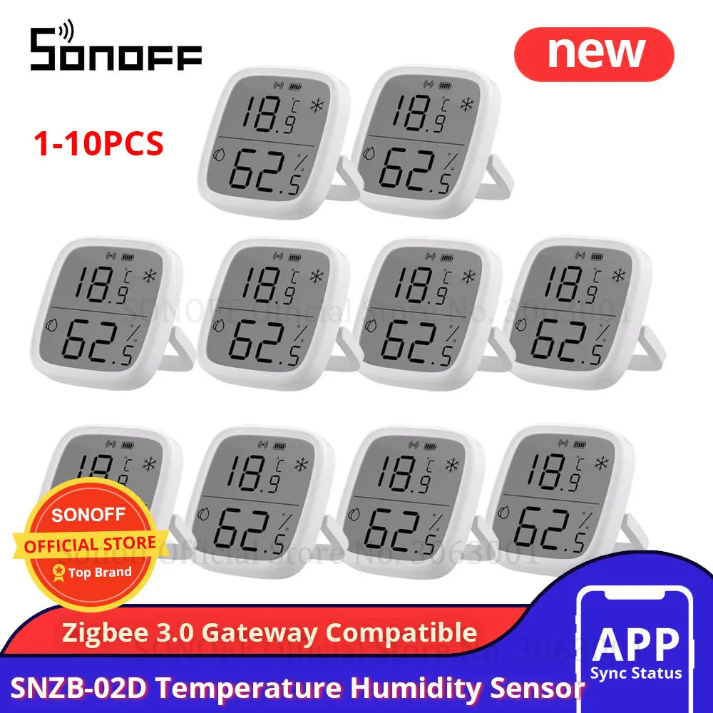 1-10PCS SONOFF SNZB-02D Zigbee Sensor LCD Screen Smart Temperature Humidity Sensor ZigBee 3.0 Works ZBBrige-P Alexa Google Home