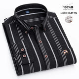 M~6XL Men's Shirt Long Sleeve Cotton Oxford Fashion Casual One Pocket Regular Fit Striped Business Formal Shirt