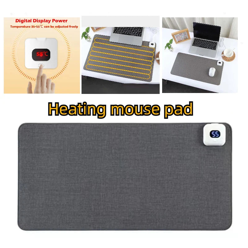 Electric Heat Mouse Pad Table Mat Display Temperature Heating Mouse Pad Keep Winter Warm Hand For Office Computer Desk Keyboard