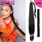 28 Inch Long DIY Braided Ponytail Extension with Hair Tie Straight Wrap Around Hair Extensions Ponytail Synthetic Hairpiece 100G