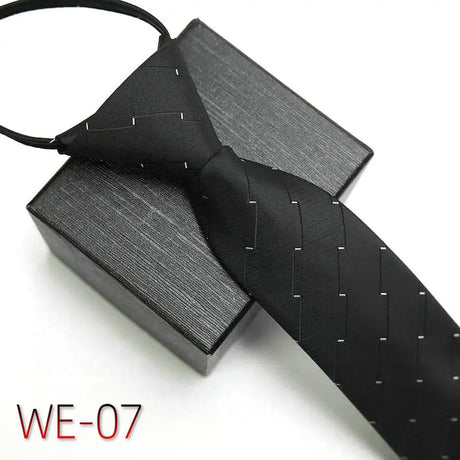 New Suit Business Zipper Tie for Man 48*7cm 1200 Pins High-end Polyester Neck Tie Striped Solid Color Grid Flower Ties