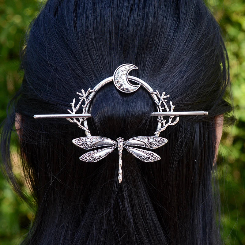 Witch Bat Hairstick Black Gothic Barrette Pagan Vampire Bat Animal Hairclip for women wicca gift