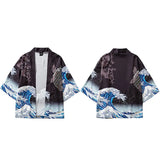 2023 Harajuku Kimono Jacket Japanese Kanagawa Great Wave Hip Hop Mens Streetwear Jacket Dragon Koi Fish Thin Gown Japan Style