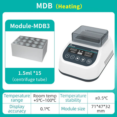 JOANLAB Portable Mini Thermostatic Dry Bath Incubator Lab Heater With Heating Block For 0.2/0.5/1.5/2ml Centrifuge Tube