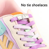 metal pressing buckle tricolor fast shoelace Children adult Flat bottom No Tie sneakers Shoe laces Shoe accessories