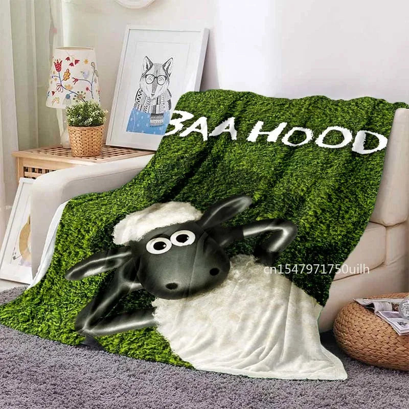 Cartoon Sheep S-Shaun Blanket Children Flannel Blanket Portable Home Travel Camping Sofa Picnic Blanket