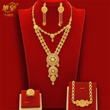 XUHUANG African Big Luxury 4PCS Dubai Gold Color Jewelry Necklace Sets For Women Bridal Wedding Sets 2023 Trend Jewellery Gifts