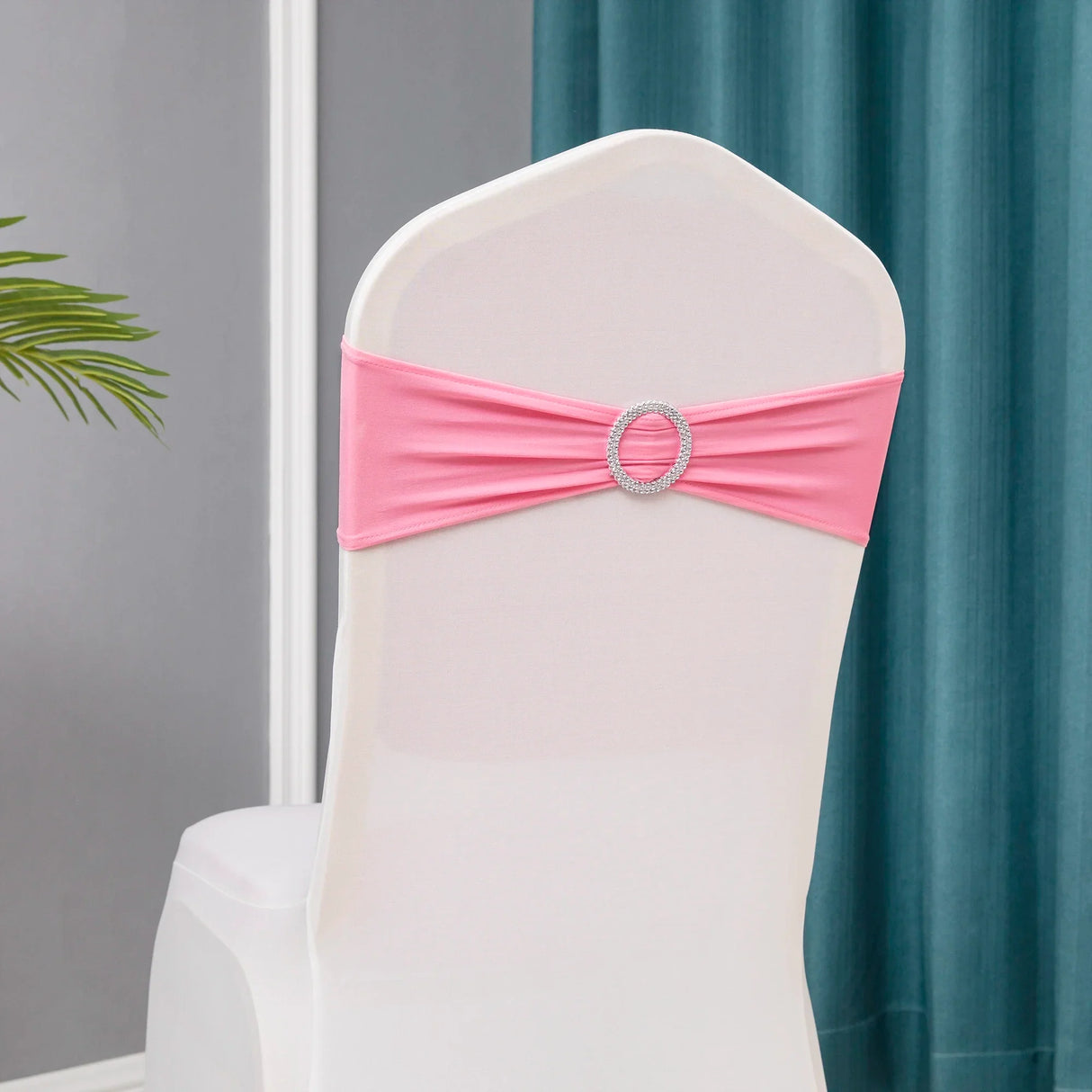 50pcs/lot Stretch Lycra Spandex Chair Covers Bands With Buckle Slider For Wedding Decorations Wholesale Chair Sashes Bow