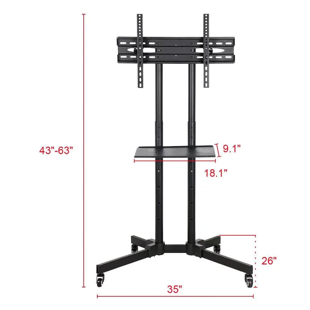 TV Stand Cart for TVs 75", Black Floating Tv Stand