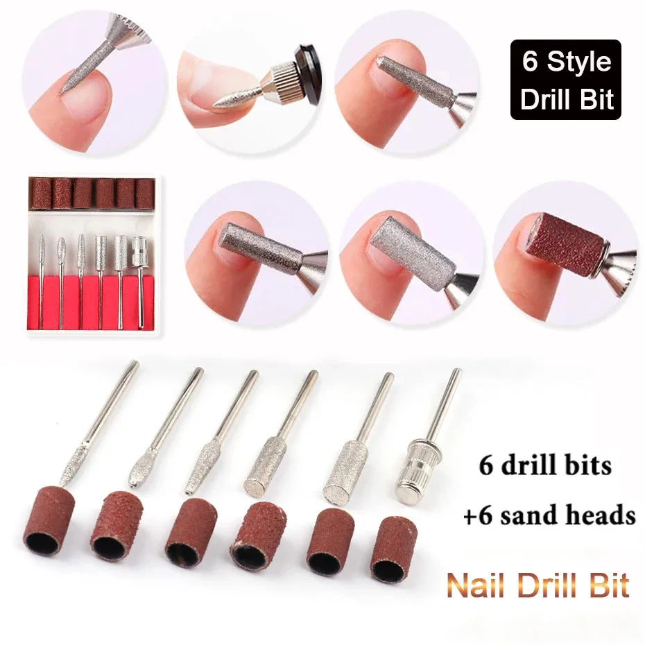 HALAIMAN USB Nail Drill Manicure Set Electric Nail Sander Gel Polish Remover Tools Milling Cutter For Manicure Nails Accessories