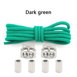 1Pair Round Elastic Laces Sneakers Lock Shoe Laces Without Ties Metal Buckle Laces Kids Adult No Tie Shoelaces Shoes Accessories