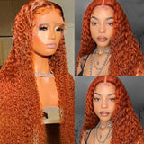 Ginger 360 Full Lace Front Human Hair Wigs 34 Inch Deep Wave Frontal Wig Curly Human Hair Wig 13x4 13x6 HD Lace Frontal Wig