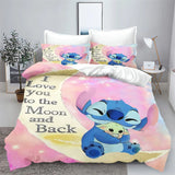 Stitch Bedding Set Cute Printed Cartoon Quilt Cover Duvet Cover Comforter Sets King Size 100% Polyester