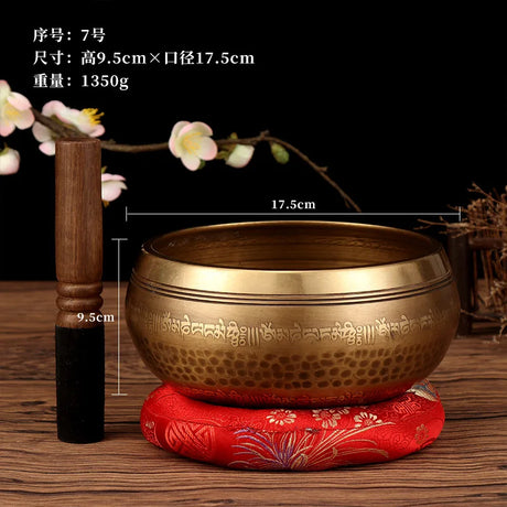 Tibetan Singing Bowl Buddhist Meditation Massage Yoga Chakra Nepal Singing Bowls Sound Healing Instruments with Accessories Gift