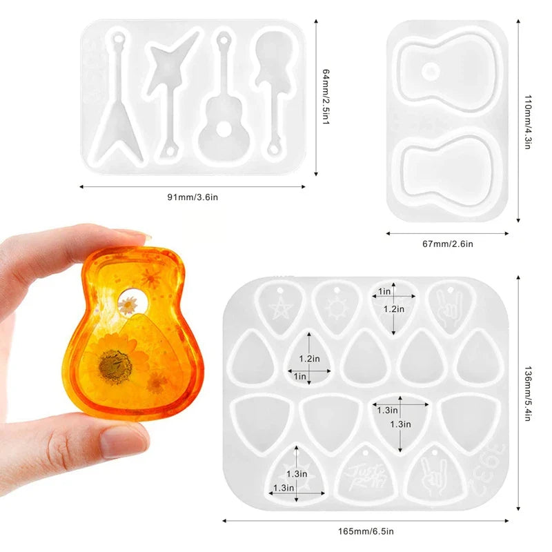 Guitar Pick Resin Molds DIY Guitar Triangle Plectrum Resin Mold Silicone Epoxy Casting Mould for Musical Accessories,Keychain