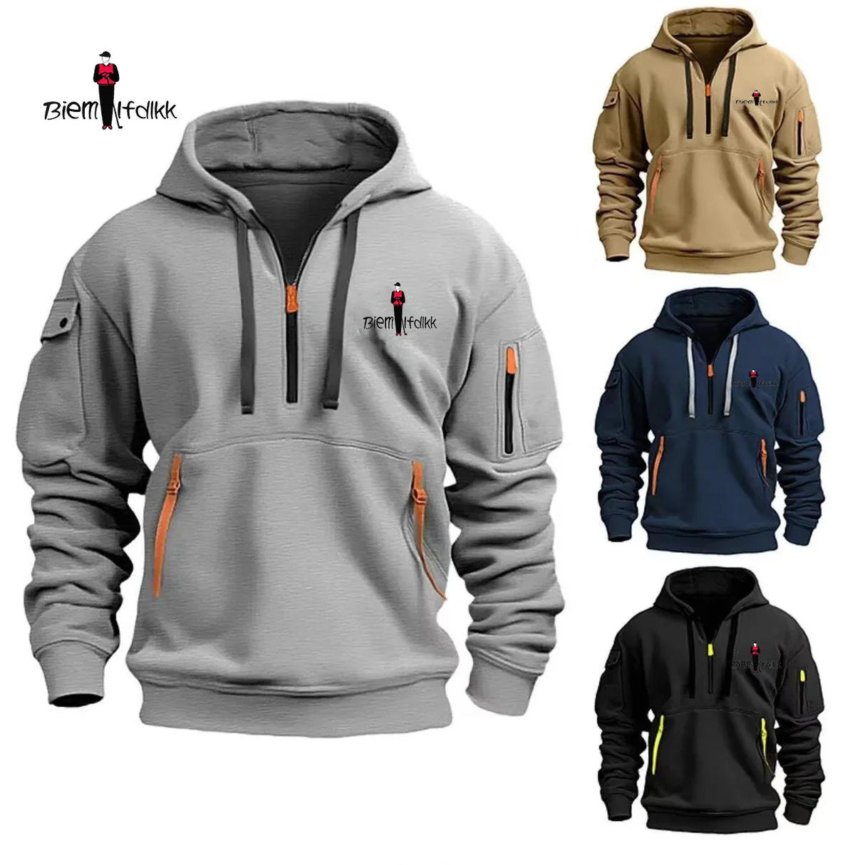 Biyin 2024 Cotton Dropped Shoulder Hooded Sweatshirt Men's Women's Plus Size Loose Pullover Fashion Sweatshirt