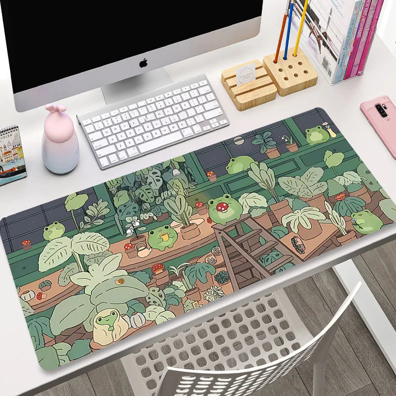 Cute Cat Large Gaming Keyboard Mouse Pad XL Green Plant Computer Gamer Tablet Mause pad Long Mousepad XXL 900x400 Play Mice Mats