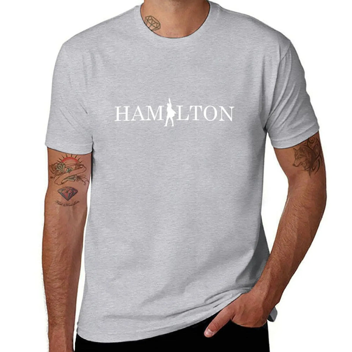 Hamilton text logo masks and tee-shirts T-Shirt Short sleeve tee plus size tops customs oversized plain black t shirts men