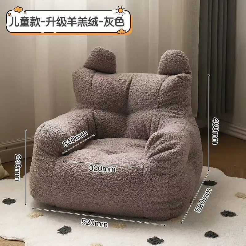 Lazy INS Kids Sofa Mini Bean Bag Lamb Velvet Casual Seat Cartoon Children's Sofa Reading Tatami Baby Furniture