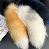 Real Fox Fur Tail Keychain Wolf Tail Fur Tassel Bag Charm Tag Black and Brown Pom Pom Charm Keyring Holder Strap Chain Gifts