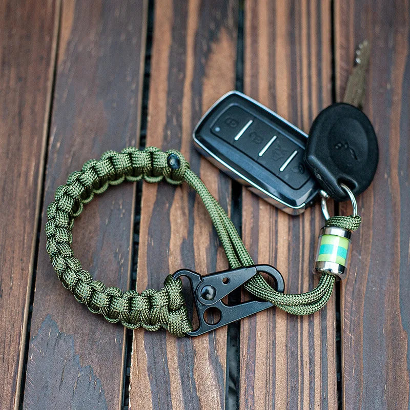 Camping Tactical Anti-lost 9 Core Paracord Waist Hanging Rope Keychain Outdoor Emergency Survival Tool Buckle Hook