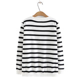 3XL Plus Size Cardigan For Women Clothing Pure And Fresh Stripe Jumpers V-Neck Design Knitted Sweater Autumn