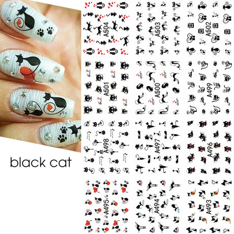 12pcs Hedgehog Animal Nail Water Stickers Pine Cones Gold Fall Design Watercolor Winter Manicure Transfer Sliders JIBN1681-1692