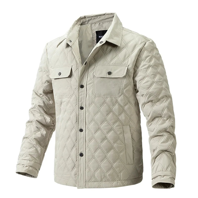 2023 Mens Jacket Coat Autumn Winter Diamond Quilted Lightweight Jackets Fashion Casual Button Windproof Outwear chaquetas hombre