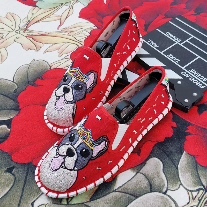 Old Beijing Cloth Shoes Embroidery Flower Social Guy Male Moccasin-Gommino Student Casual Shoes Fashion National Chinese Style