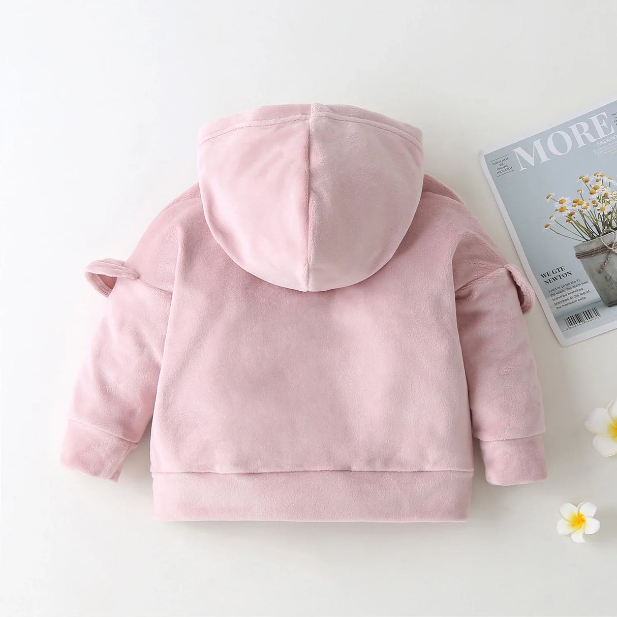 Infant and toddler autumn and winter girls long sleeved pink double-sided mink ruffled jacket casual children's top jacket