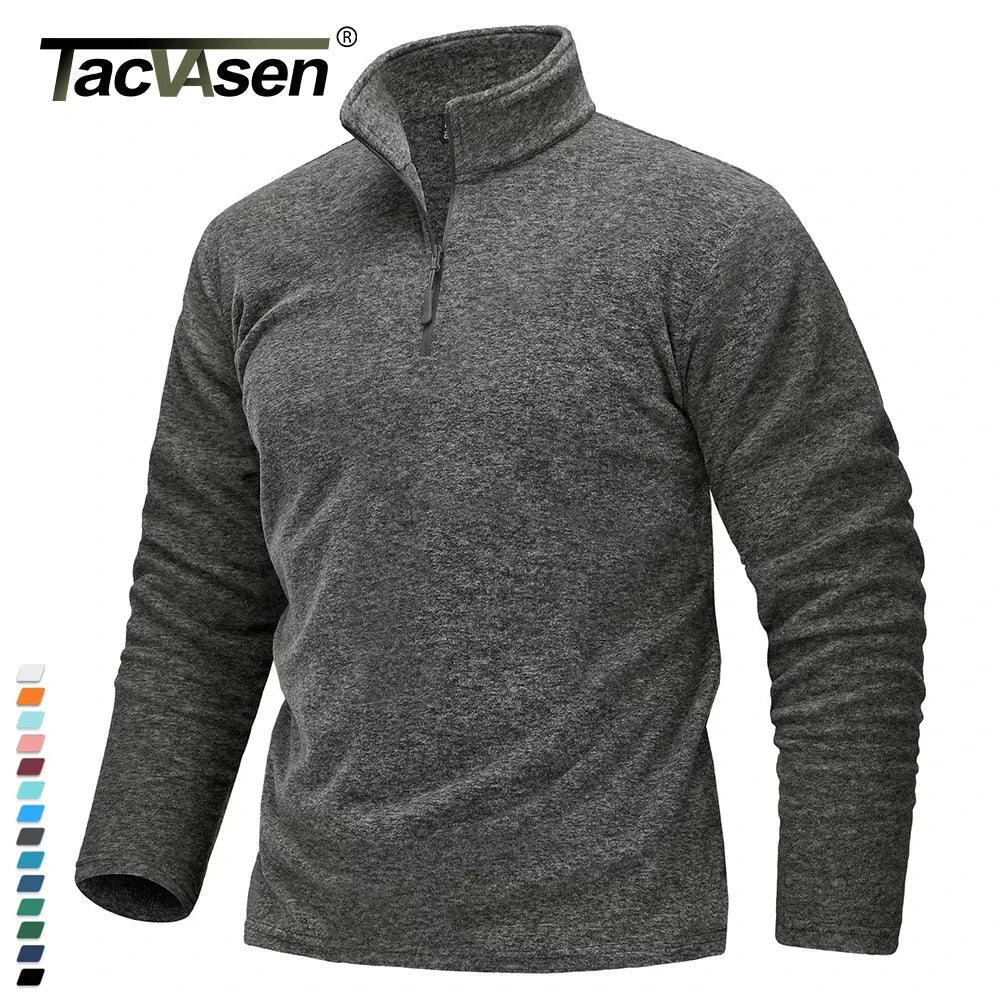 TACVASEN 1/4 Zipper Collar Spring Fleece Sweaters Mens Warm Sweatshirts Breathable Casual Sports Hiking Turtleneck Pullover Tops