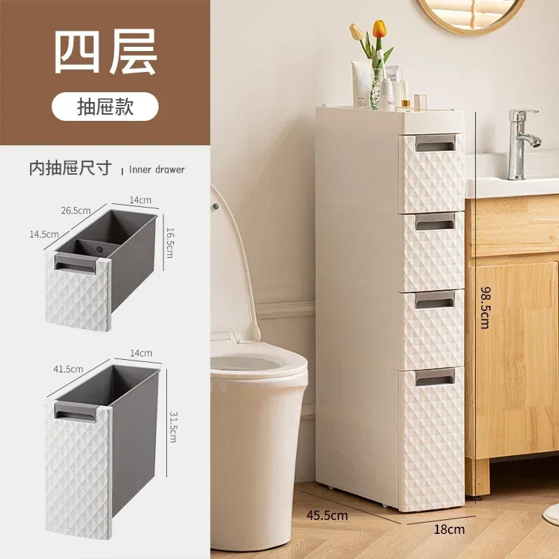 Multi-functional 18CM Wide Bathroom Slot Storage: Large Capacity Cabinet Ideal for Narrow Toilet Spaces