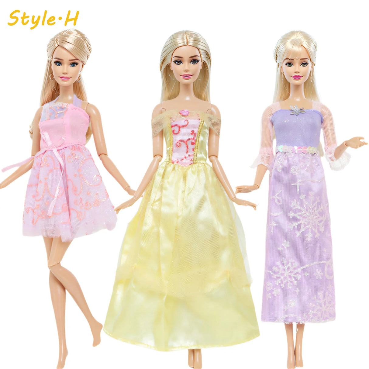 3 Sets Fairy Tale Classic Princess Doll Dresses COSPLAY Party Gown Clothes for Barbie Doll Accessories Kids Dollhouse Toys