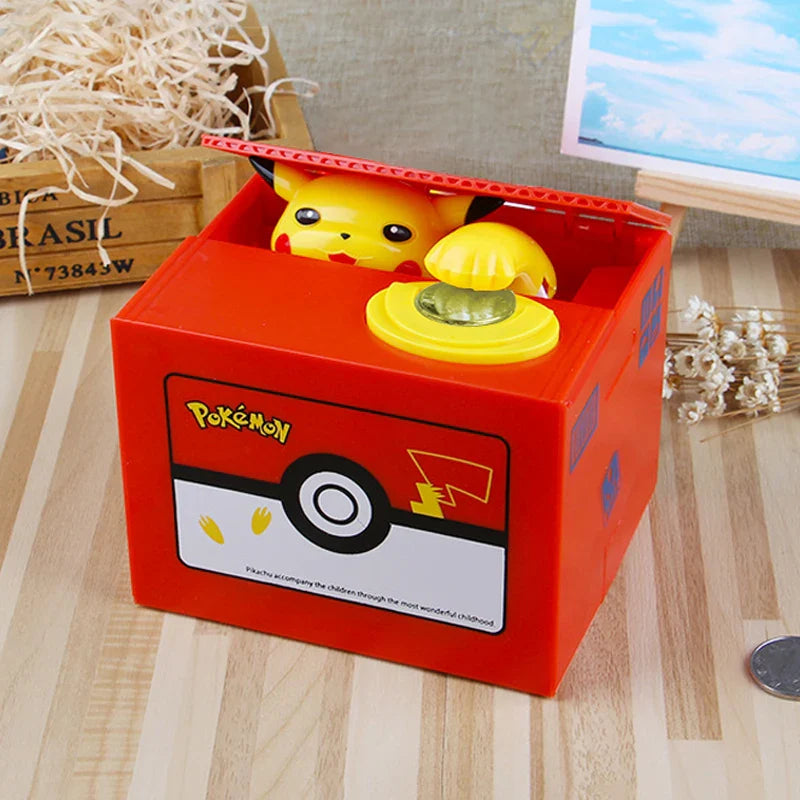 Pokemon Piggy Bank Action Figure Anime Cartoon Pikachu Electronic Plastic Money Box Steal Coin Piggy Bank Pokémon Kid Toys Gift