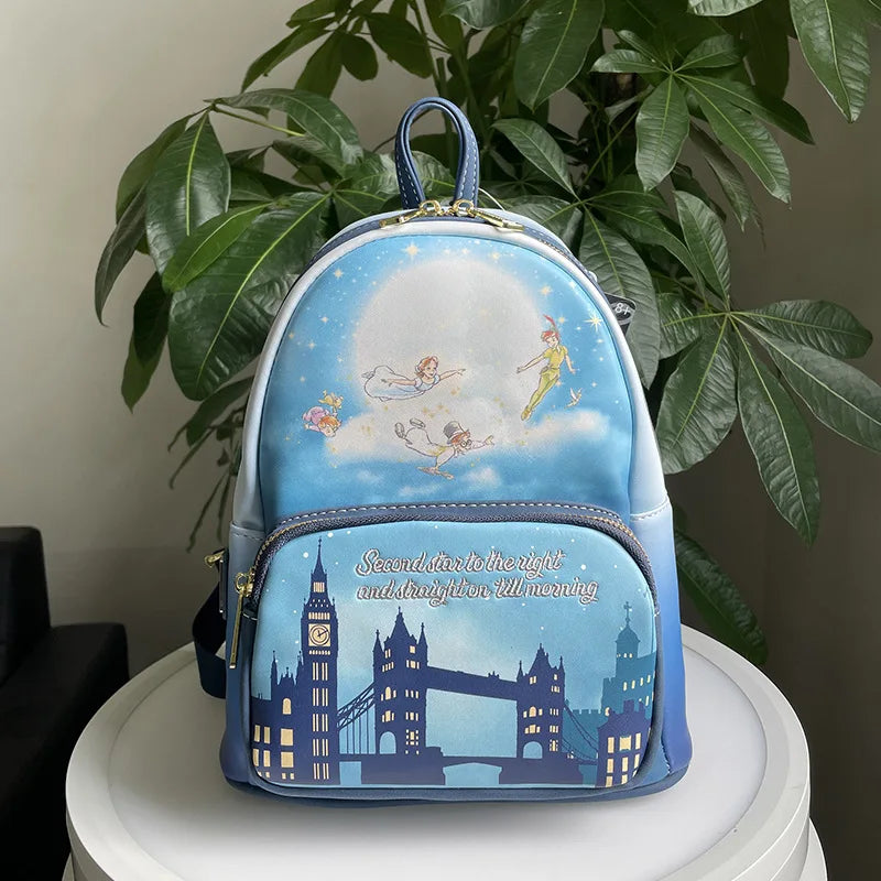 Disney Peter Pan Women's Backpacks Anime Cosplay Peter and Wendy Star Sky  Pu Leather Students Brand Backpack Waterproof Bag