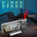 FM Radio LED Digital Smart Alarm Clock Watch Table Electronic Desktop Clocks USB Wake Up Clock with 180° Time Projection Snooze